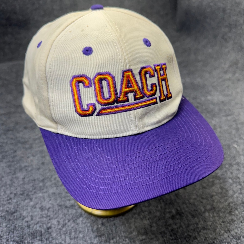 Vintage Coach TV Show Hat Mens OSFA White Purple 1995 Universal Studios Snapback
